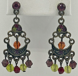 Premier Designs Green Purple Orange Antique Brass Earrings PB78