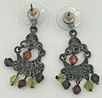 Premier Designs Green Purple Orange Antique Brass Earrings PB78