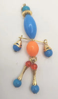 Vintage Jointed Beaded People Necklace Pendant Key Chain Random Select Sku235 1