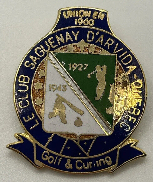 1960 Le Club Saguenay D'Arvida Quebec Golf & Curling Pin D-1