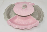 Vintage Hoenig of California USA Chips And Dip Fall Leaf Set Pink and Gray MS