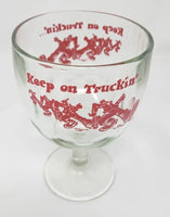 1970's Keep On Truckin' Dimple Glass Goblet Retro Mid Century 6" x 4" 10 oz MS1