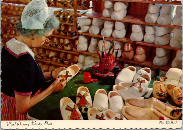 Hand Painting Wooden Shoes Holland MI Postcard PC473