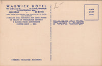Warwick Hotel St. Louis MO Postcard PC472