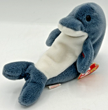 1996 Ty Beanie Baby "Waves" Gray Retired Whale BB10