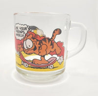 1978 McDonald's Garfield Coffee Mug Glass Cup Skate Board W2