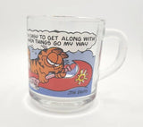 1978 McDonald's Garfield Coffee Mug Glass Cup Canoeing Go My Way  W2