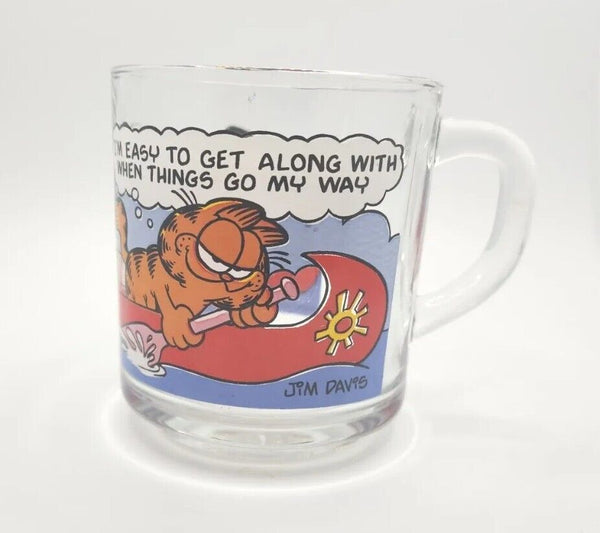1978 McDonald's Garfield Coffee Mug Glass Cup Canoeing Go My Way  W2