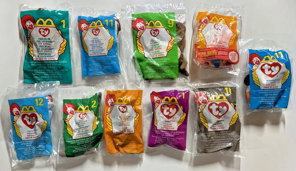 Vintage Ty McDonalds Happy Meal Beanie Babies Lot Of 10 Sealed Bags #7/BB20
