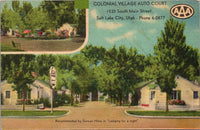 Colonial Village Auto Court Salt Lake City UT Postcard PC483