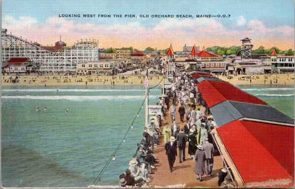 Looking West from the Pier Old Orchard Beach Maine Postcard PC490