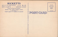 Ricketts Restaurant and Bar Chicago IL Postcard PC489