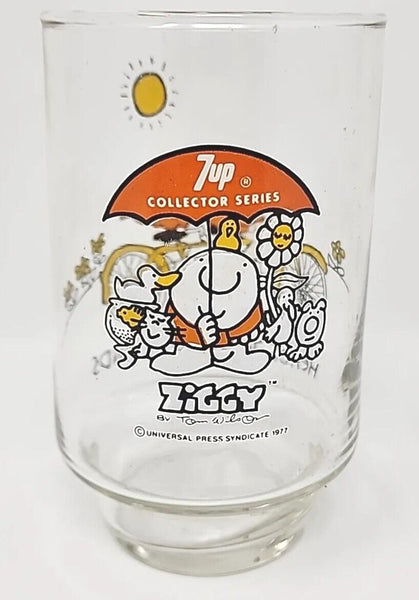 1977 Ziggy Tom Wilson 7UP Collector's Series Glass Orange MS1