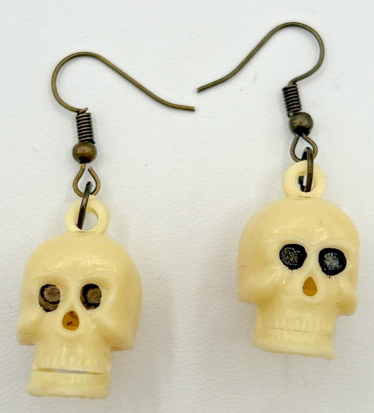 New from Vintage Mini Skull Charms Moveable Jaw Custom Earrings C14