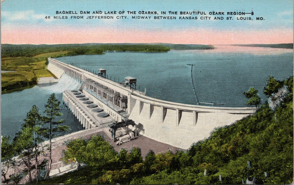 Bagnell Dam and Lake of the Ozarks MO Postcard PC502
