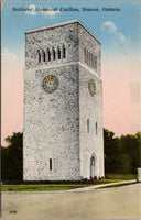 Soldiers' Memorial Carillon Simcoe Ontario Postcard PC498