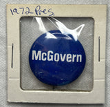 1972 McGovern Political Pinback Button Blue and White PB91-6