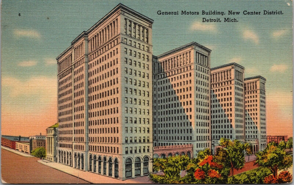 General Motors Building New Center District Detroit MI Postcard PC497