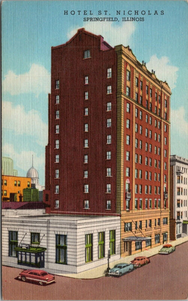 Hotel St. Nicholas Springfield IL Postcard PC493