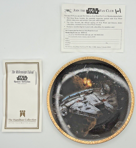 1994 Hamilton Collection Star Wars Mellennium Falcon Decorative Plate 8"  U153