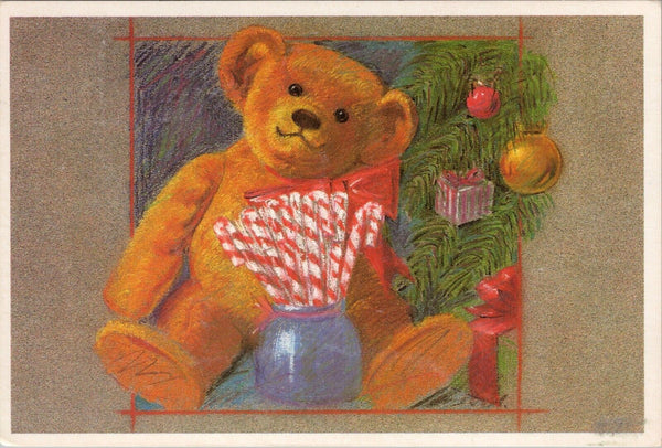 Merry Christmas Teddy Bear Design Postcard PC506