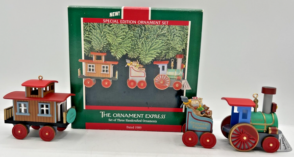 1989 Hallmark The Ornament Express Train Set of 3 Keepsake Ornaments U244