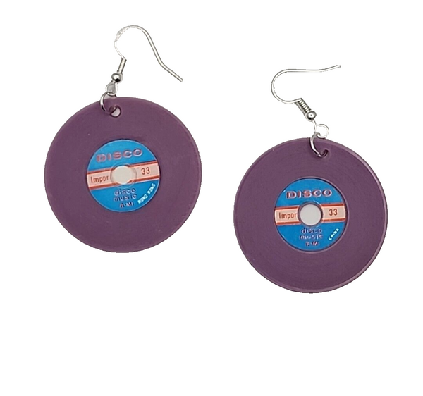 Vintage Mini Purple Disco Records Cracker Jack Charms Vending Jewelry C8