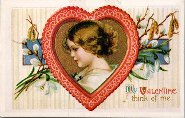 My Valentine Think of Me Vintage Postcard PC549