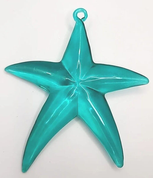 Vintage Teal Blue Glass Starfish Ornament Figure About 5" Tall PB181