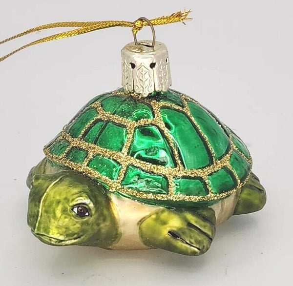 Vintage Hand-Blown Glass Turtle Tortoise Christmas Tree Ornament  About 3" PB178