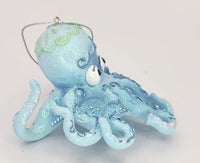 Kurt Adler 3.38" Blue Mermaid Fantasy Octopus Glittery  Christmas Ornament PB178