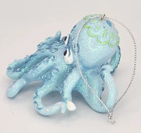 Kurt Adler 3.38" Blue Mermaid Fantasy Octopus Glittery  Christmas Ornament PB178