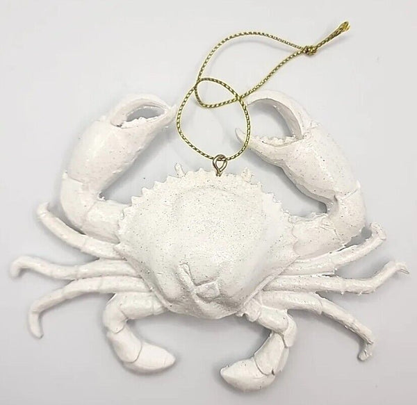 Vintage White Glittery Sand Crab Christmas Ornament PB181