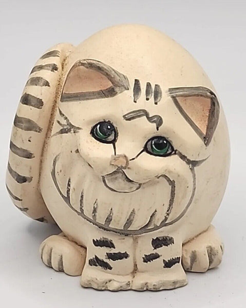 Vtg Allyson Nagel Porcelain Ceramic Kitty Cat Egg 1994 Figurine 3" Signed PB82