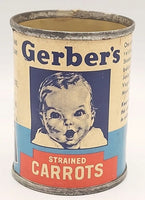 Vintage Gerber’s Empty Baby Food Strained Carrots 23/4” Salesman Sample Tin PB80