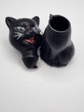 Vintage Black Cat 3" Halloween Candy Container Plastic Hong Kong PB82