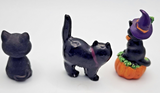 Vintage Black Cats Pumpkin Ceramic Plastic Halloween 3 pc. Mixed Lot PB82