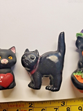 Vintage Black Cats Pumpkin Ceramic Plastic Halloween 3 pc. Mixed Lot PB82