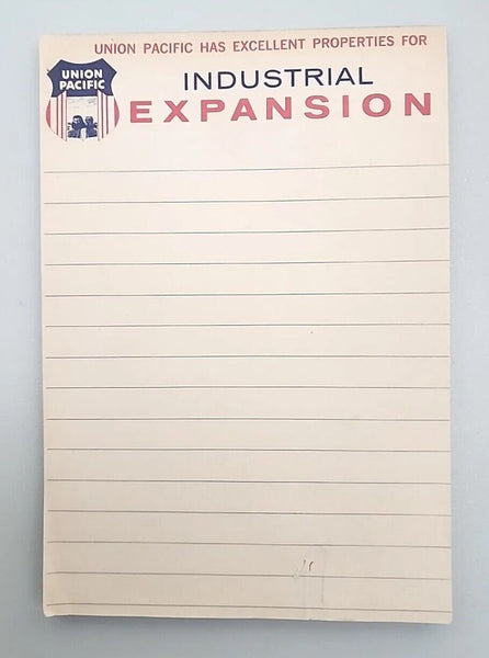 Union Pacific Railroad Railway Note Pad Industrial Expansion Vtg S61
